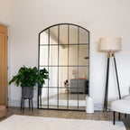 Tomi - Full Length Black Metal Arched Lattice Window Mirror - 200cm x 120cm - Joe’s Haven