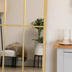 Tomi - Full Length Gold Metal Arched Lattice Window Mirror - 150cm x 60cm. - Joe’s Haven