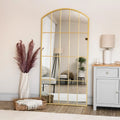 Tomi - Full Length Gold Metal Arched Lattice Window Mirror - 150cm x 60cm. - Joe’s Haven