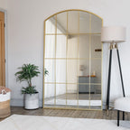 Tomi - Full Length Gold Metal Arched Lattice Window Mirror - 180cm x 105cm. - Joe’s Haven