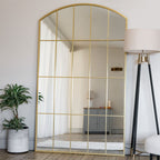 Tomi - Full Length Gold Metal Arched Lattice Window Mirror - 180cm x 105cm. - Joe’s Haven