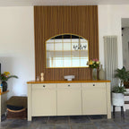 Tomi - Gold Metal Arched Lattice Window Mirror - 95cm x 120cm. - Joe’s Haven