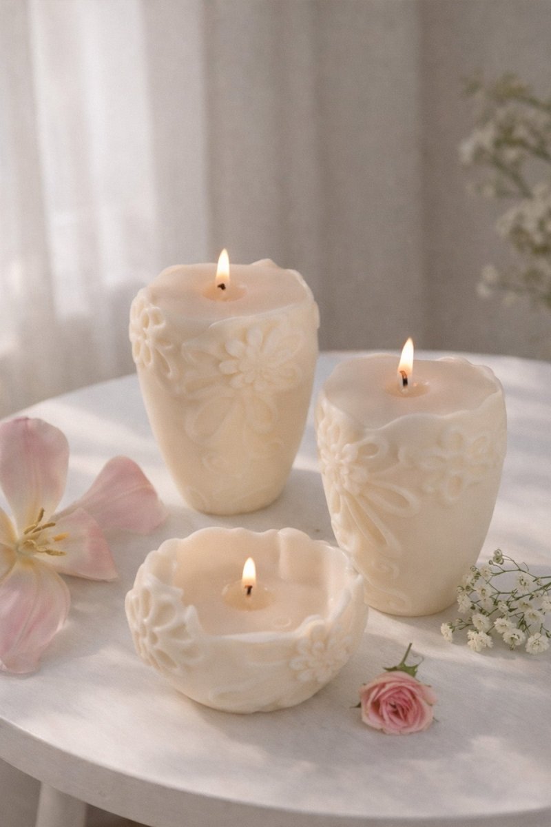 Flower Pillar Candle Duo - Joe’s Haven