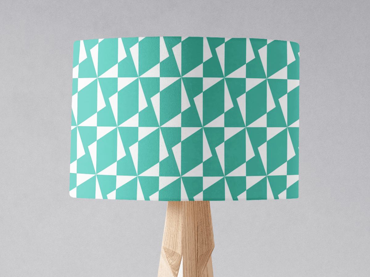 Turquoise Retro Geometric Lampshade, Ceiling or Table Lamp Shade - Joe’s Haven