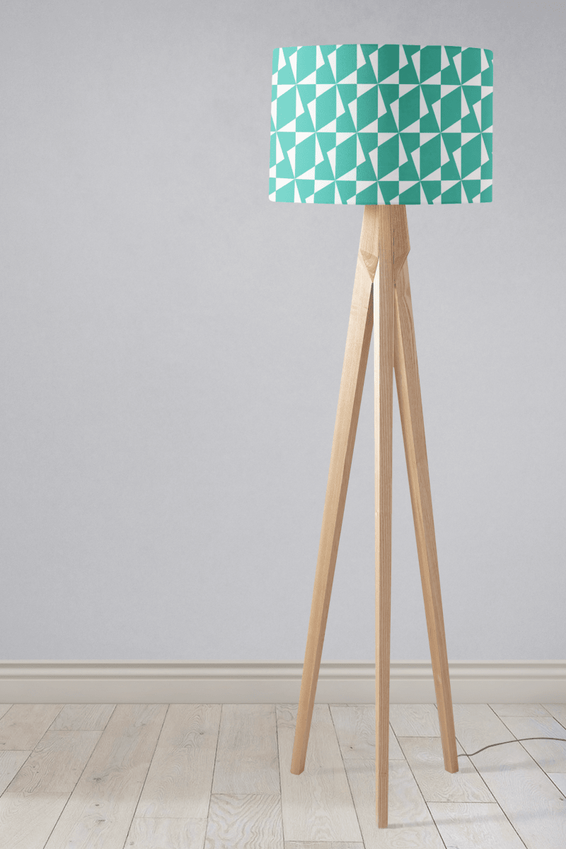 Turquoise Retro Geometric Lampshade, Ceiling or Table Lamp Shade - Joe’s Haven