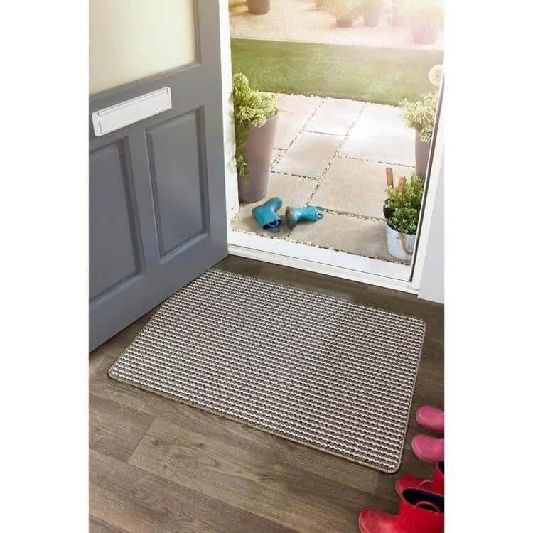 Twist Stripe Washable Mat and Runner Beige - Joe’s Haven