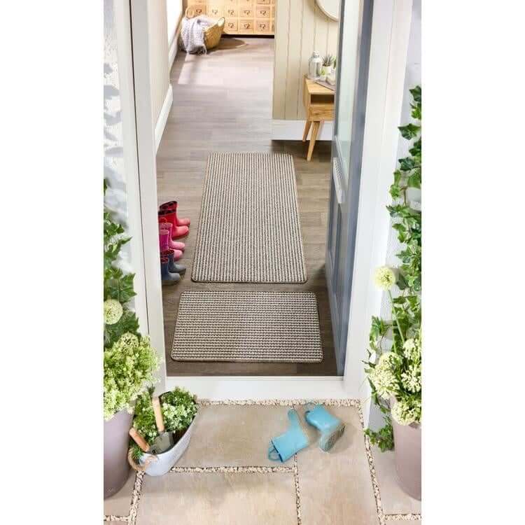 Twist Stripe Washable Mat and Runner Beige - Joe’s Haven