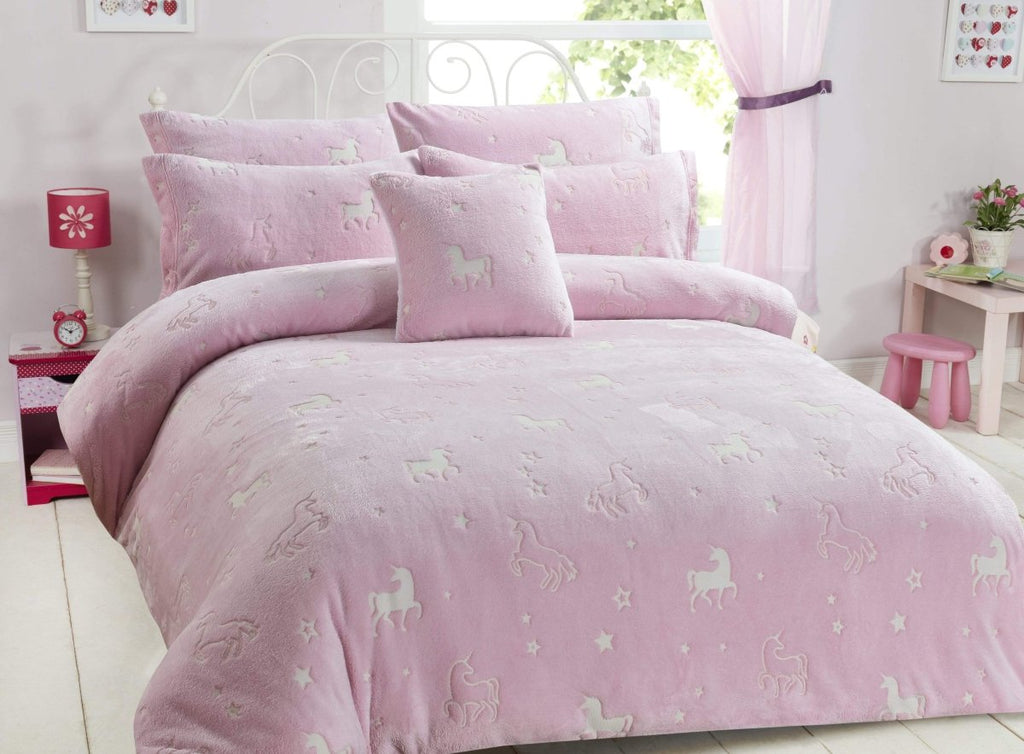 Unicorn Glow in the Dark Teddy Fleece Duvet Set - Joe’s Haven