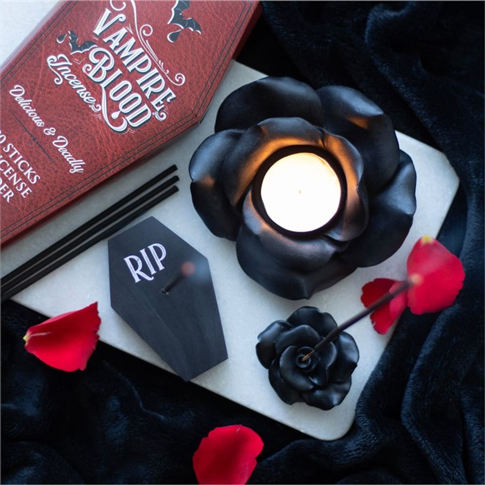 Black Rose Resin Tealight Candle Holder - Joe’s Haven