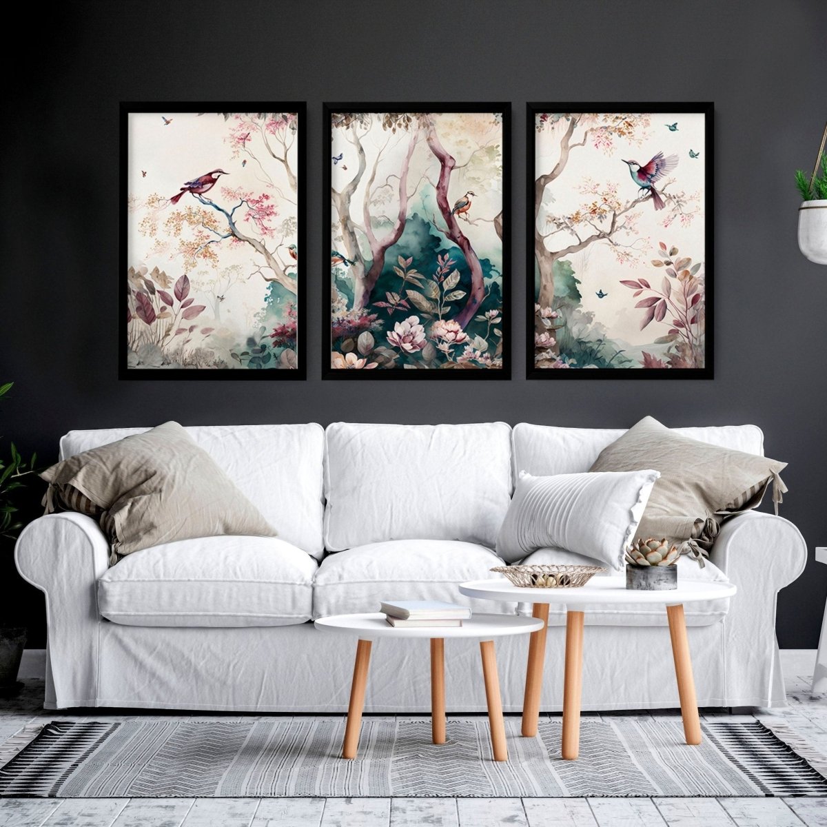 3 set of wall art | chinoiserie prints for living rooms - Joe’s Haven