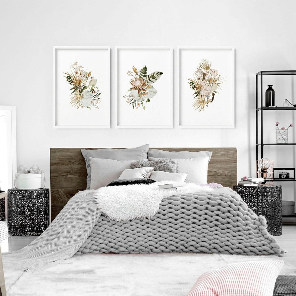3 pictures above bed | set of 3 framed wall art - Joe’s Haven