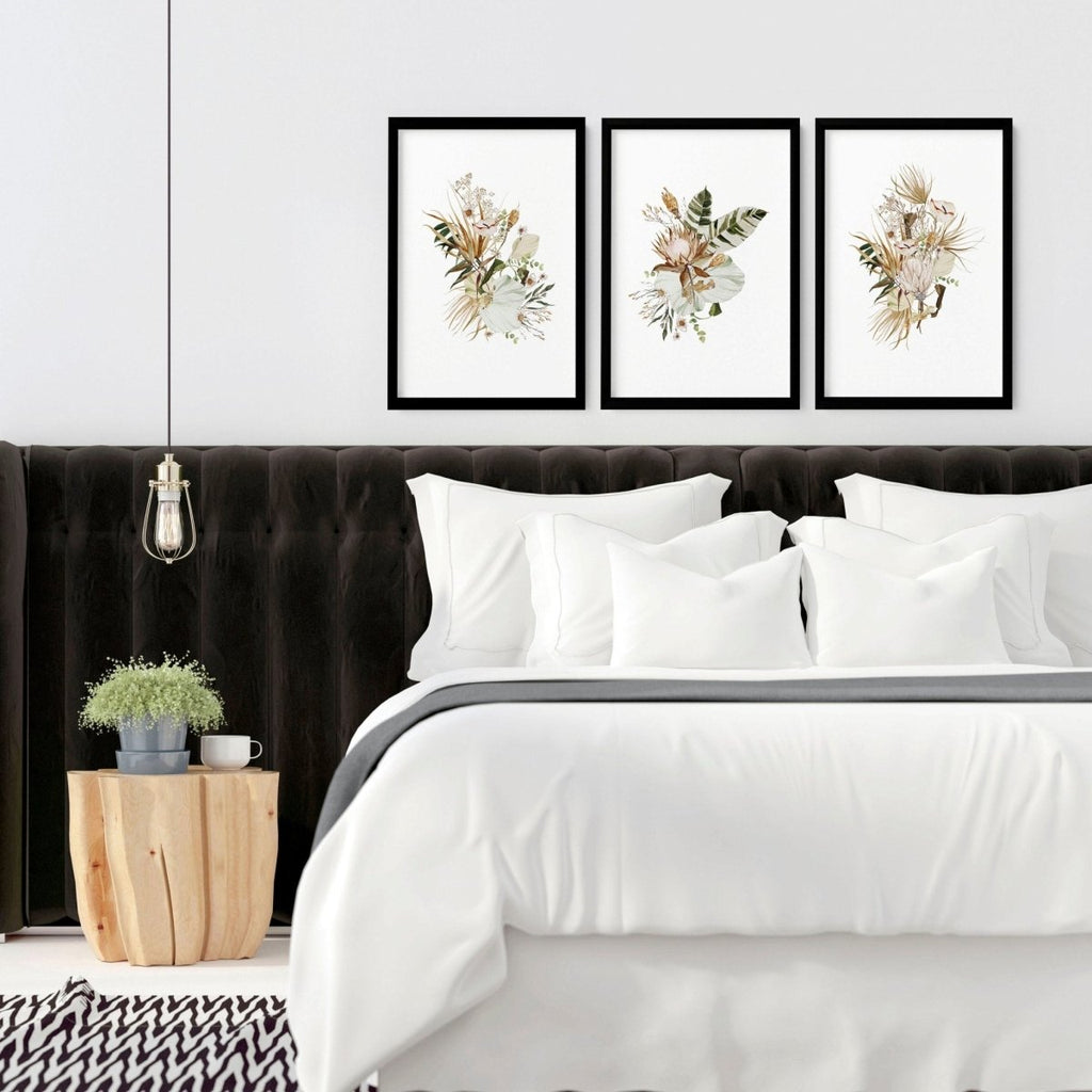 3 pictures above bed | set of 3 framed wall art - Joe’s Haven