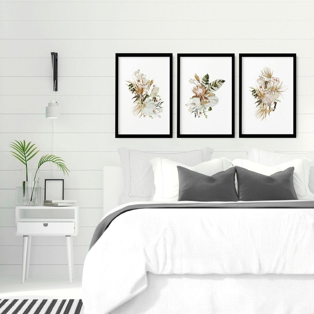 3 pictures above bed | set of 3 framed wall art - Joe’s Haven