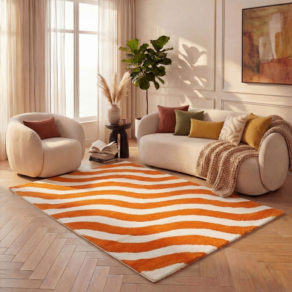 Joli Wave Orange & White Rug - Joe’s Haven