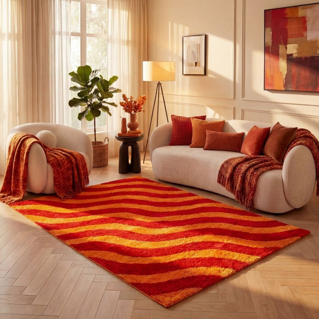 Joli Wave Red & Orange Rug - Joe’s Haven