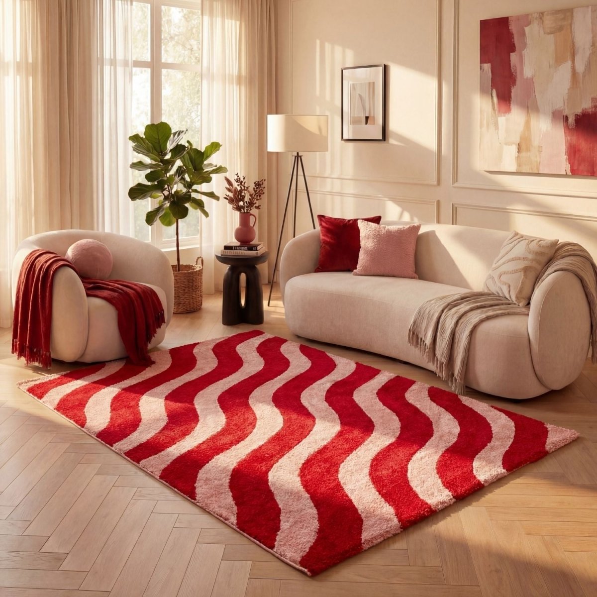 Joli Wave Red & Pink Rug - Joe’s Haven