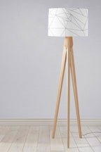 White Lampshade with a Grey Lines Geometric Design, Ceiling or Table Lamp Shade - Joe’s Haven