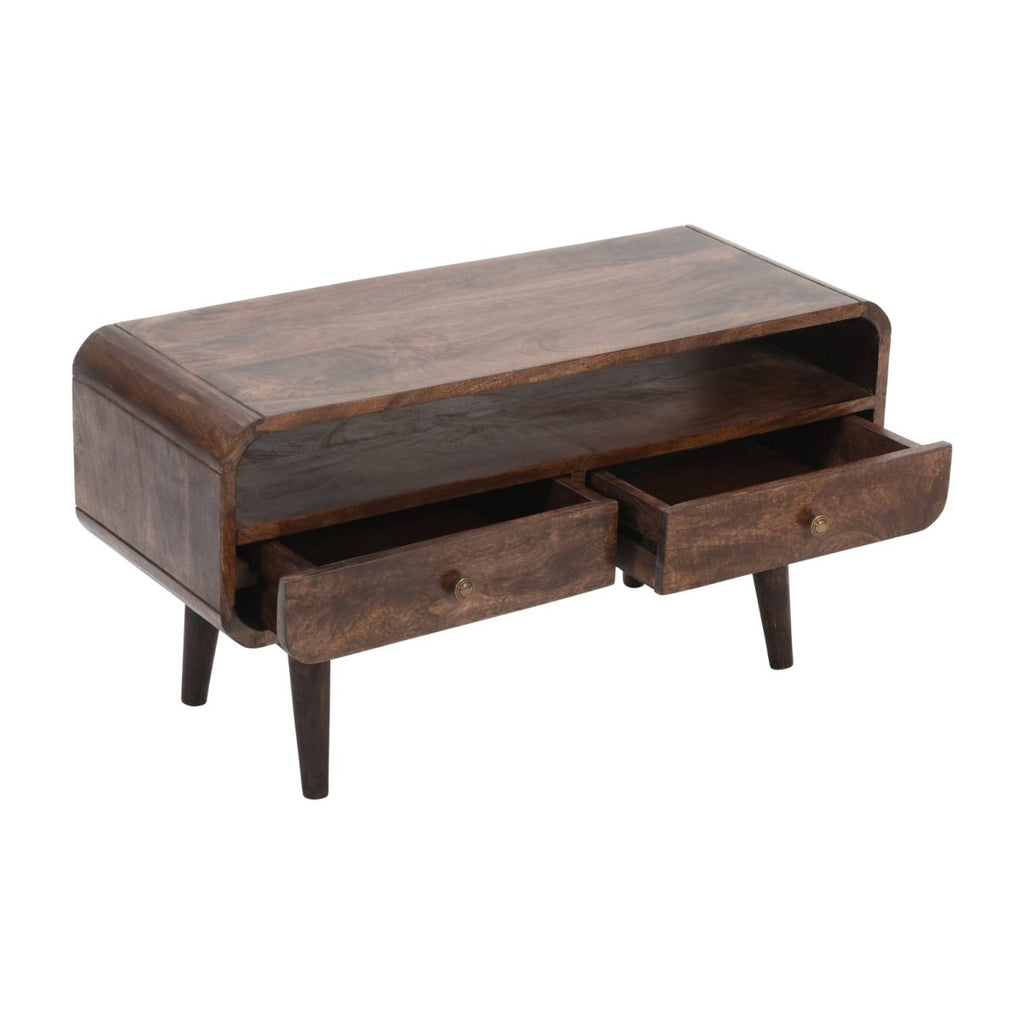 Franklin Dark Mango Wood TV Stand with 2 Drawers - Joe’s Haven