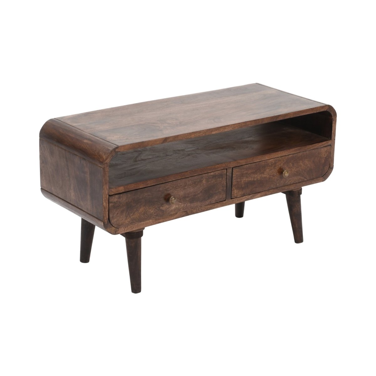 Franklin Dark Mango Wood TV Stand with 2 Drawers - Joe’s Haven