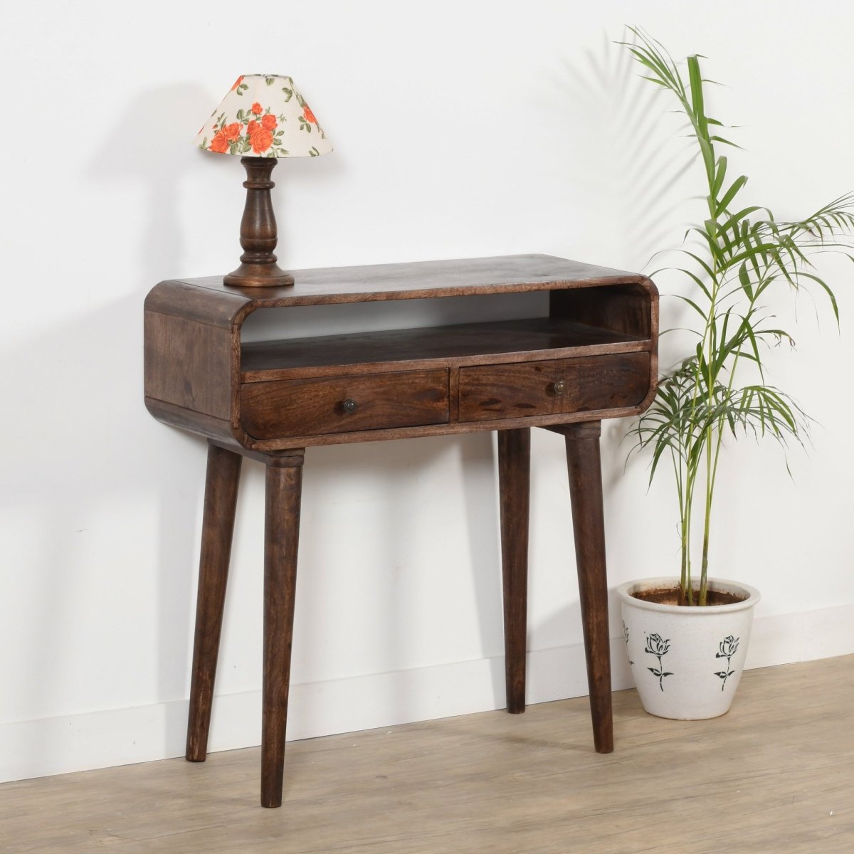 Franklin Dark Mango Wood Console Table with 2 Drawers - Joe’s Haven