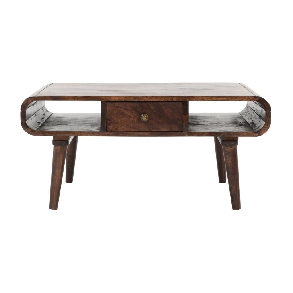 Franklin Dark Mango Wood Coffee Table with Drawer - Joe’s Haven