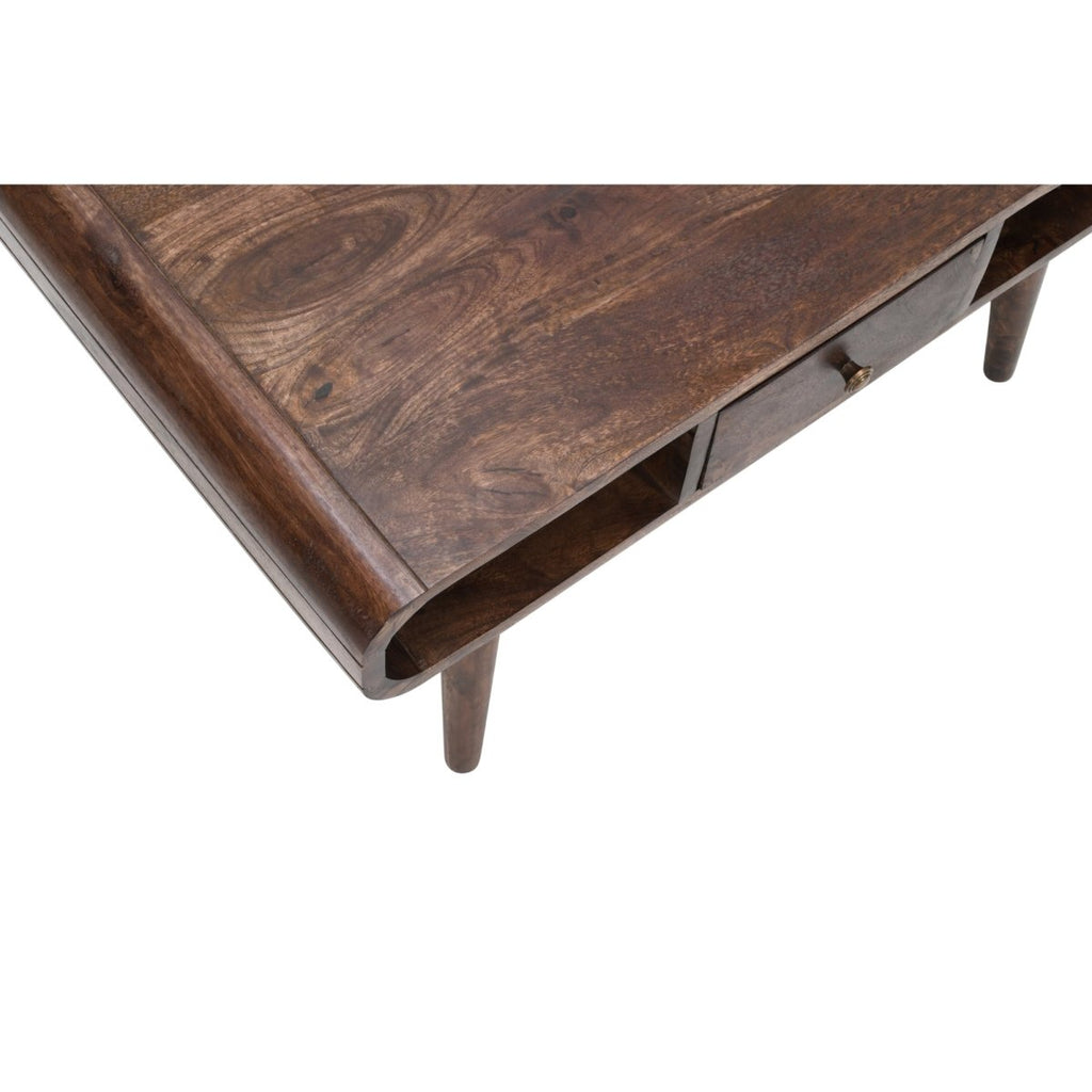 Franklin Dark Mango Wood Coffee Table with Drawer - Joe’s Haven