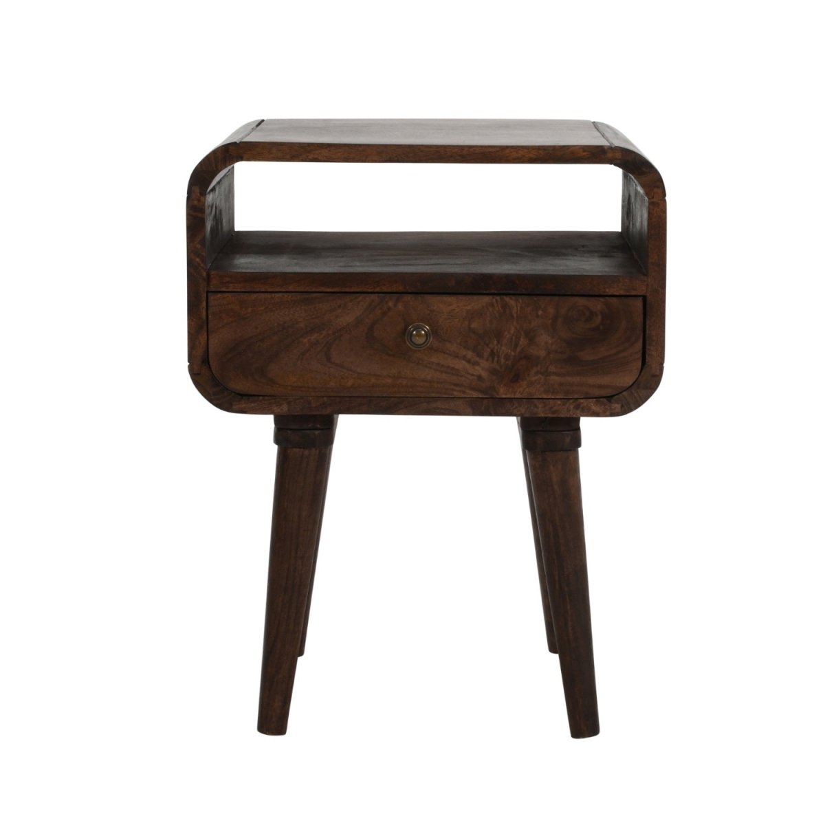 Franklin Dark Mango Wood Bedside Table with Drawer - Joe’s Haven
