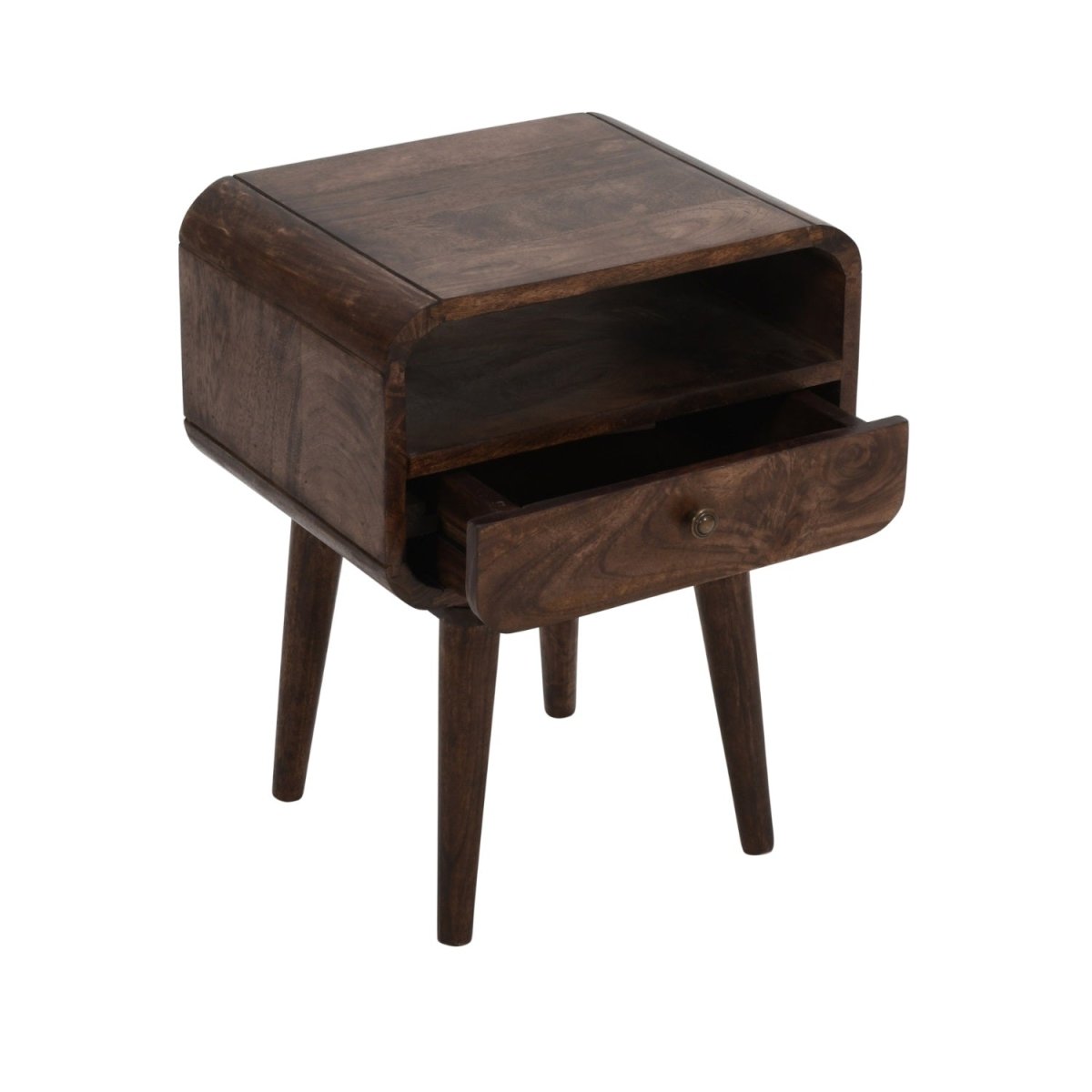 Franklin Dark Mango Wood Bedside Table with Drawer - Joe’s Haven