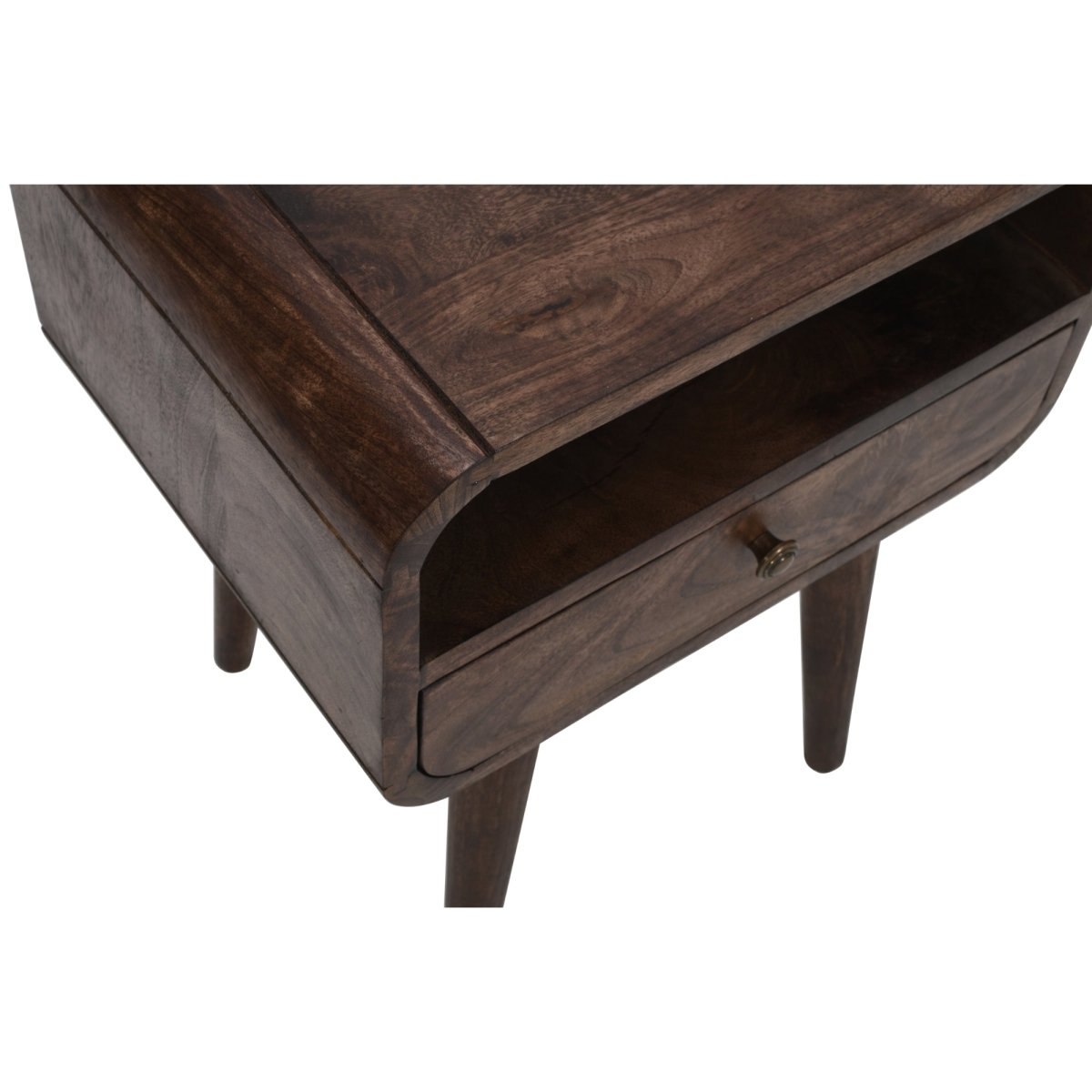 Franklin Dark Mango Wood Bedside Table with Drawer - Joe’s Haven