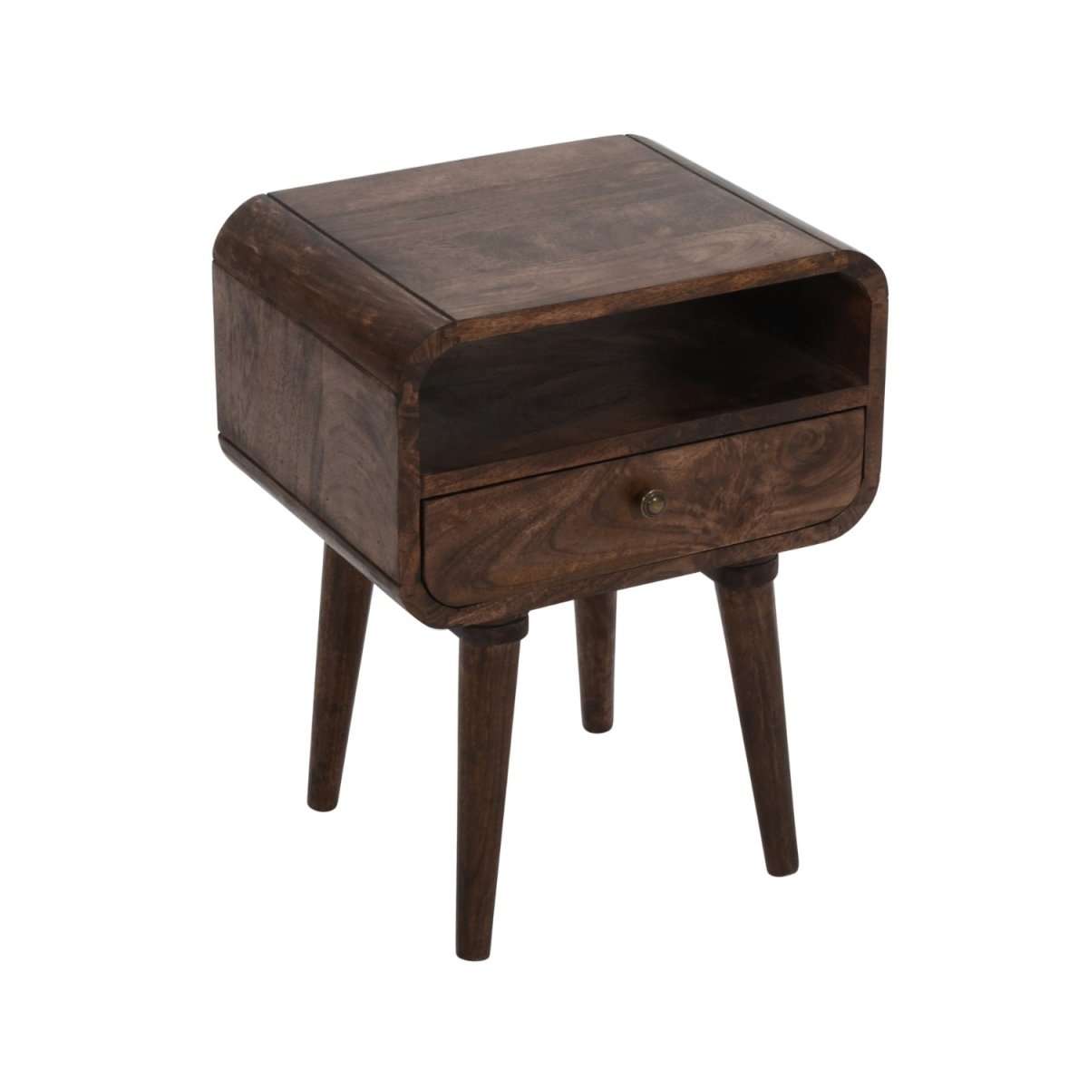 Franklin Dark Mango Wood Bedside Table with Drawer - Joe’s Haven