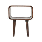 Franklin Dark Mango Wood Bedside Open Curve Edges Table - Joe’s Haven