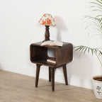 Franklin Dark Mango Wood Bedside Open Curve Edges Table - Joe’s Haven