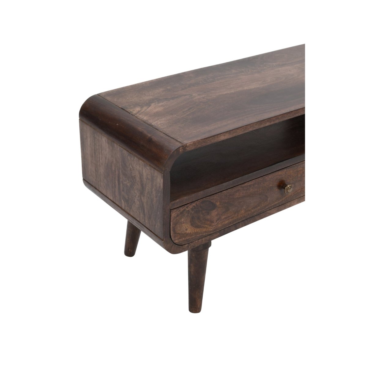 Franklin Dark Mango Wood Large TV Stand with 2 Drawers - Joe’s Haven