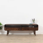 Franklin Dark Mango Wood Large TV Stand with 2 Drawers - Joe’s Haven
