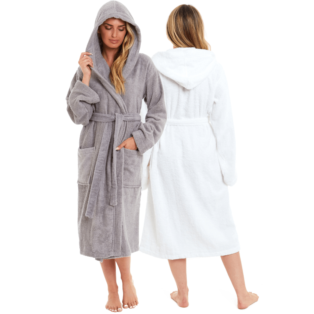 Women's Bamboo Cotton Hooded Towelling Robe - Joe’s Haven