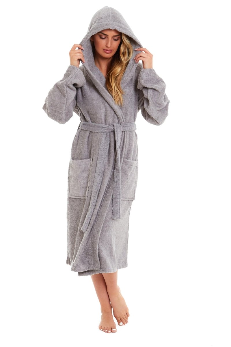 Women's Bamboo Cotton Hooded Towelling Robe - Joe’s Haven