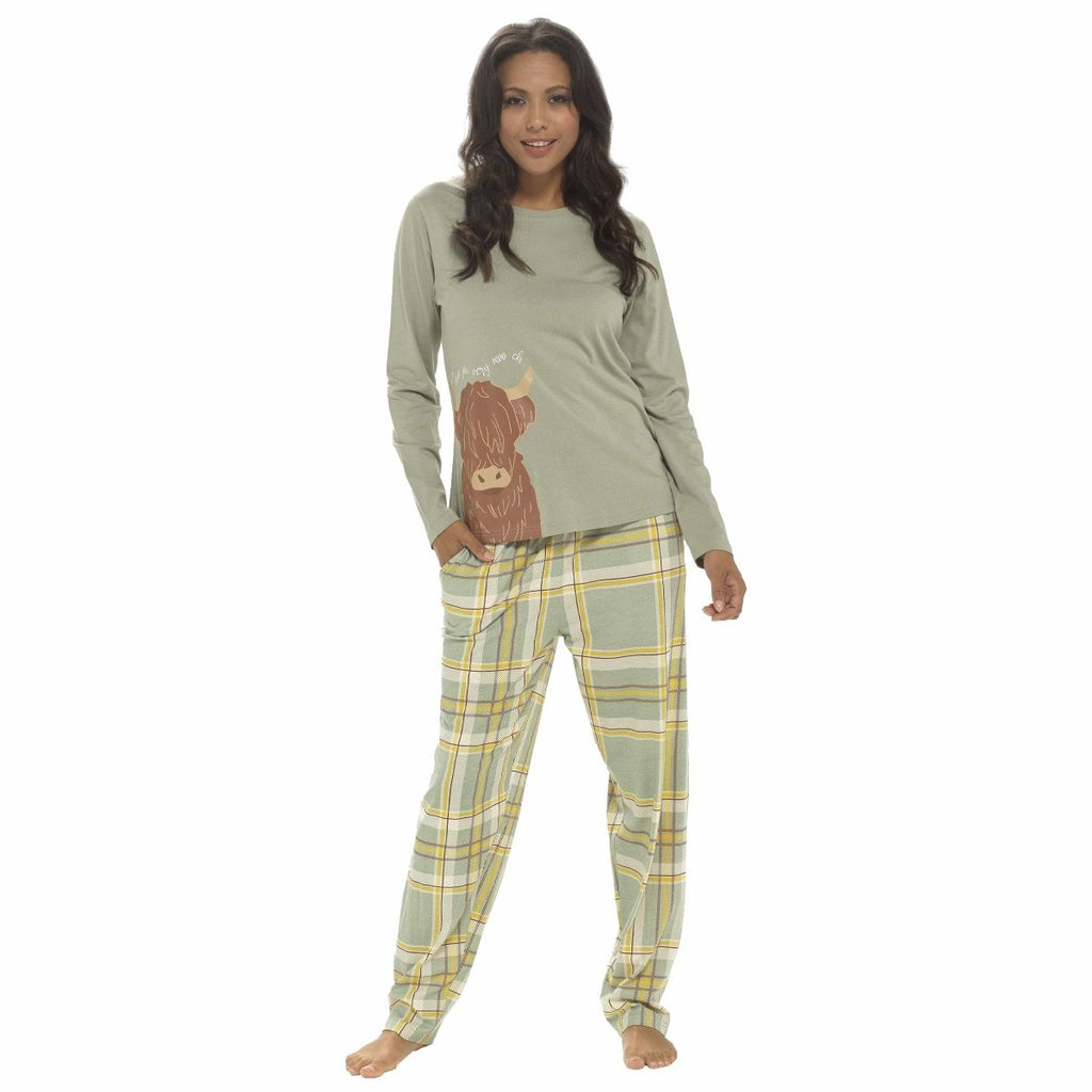 Women's Highland Cow Cotton Jersey Pyjama Set - Joe’s Haven