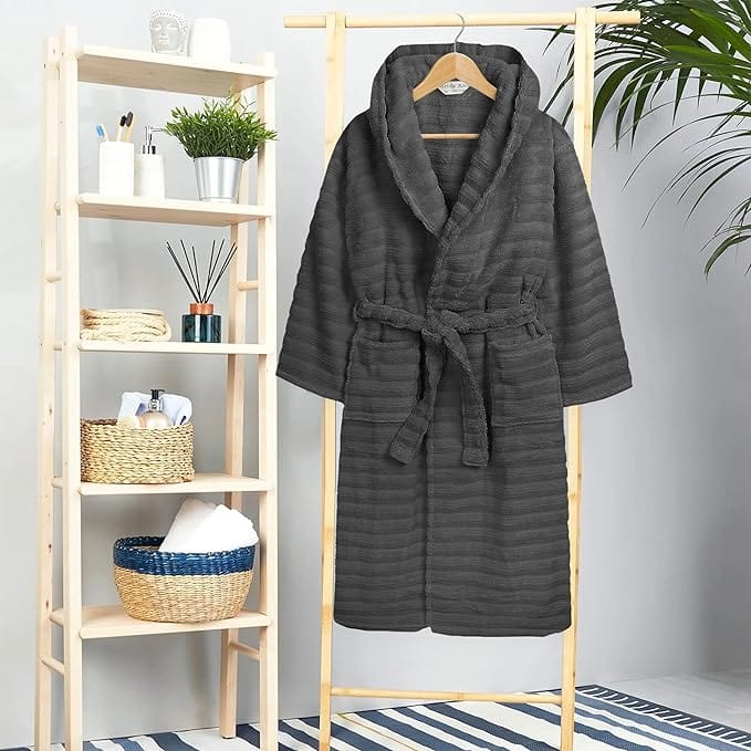 Women's Hydro Ribbed Ultra Soft 100% Cotton Hooded Bath Robes - Joe’s Haven