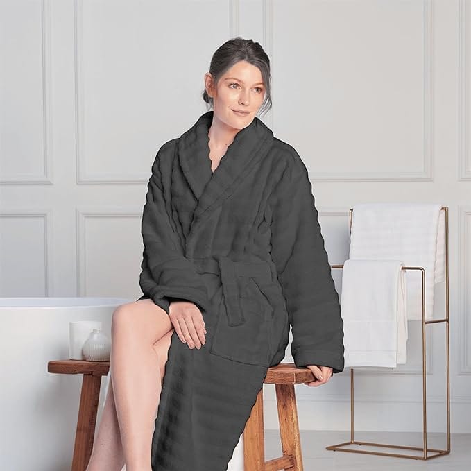 Women's Hydro Ribbed Ultra Soft 100% Cotton Hooded Bath Robes - Joe’s Haven