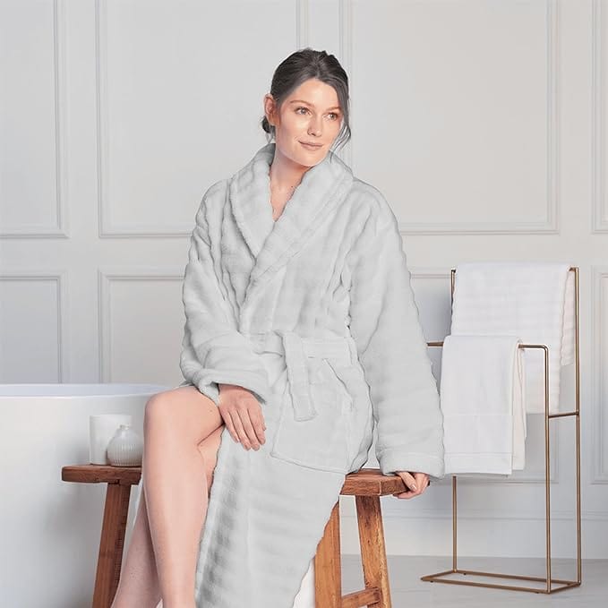 Women's Hydro Ribbed Ultra Soft 100% Cotton Hooded Bath Robes - Joe’s Haven