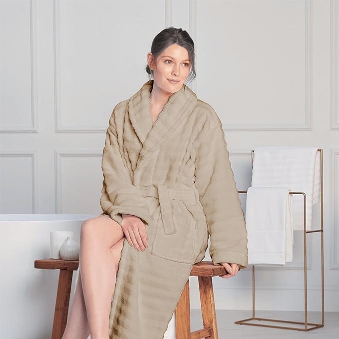 Women's Hydro Ribbed Ultra Soft 100% Cotton Hooded Bath Robes - Joe’s Haven