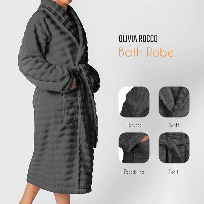 Women's Hydro Ribbed Ultra Soft 100% Cotton Hooded Bath Robes - Joe’s Haven