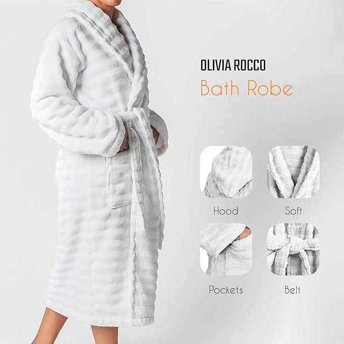 Women's Hydro Ribbed Ultra Soft 100% Cotton Hooded Bath Robes - Joe’s Haven