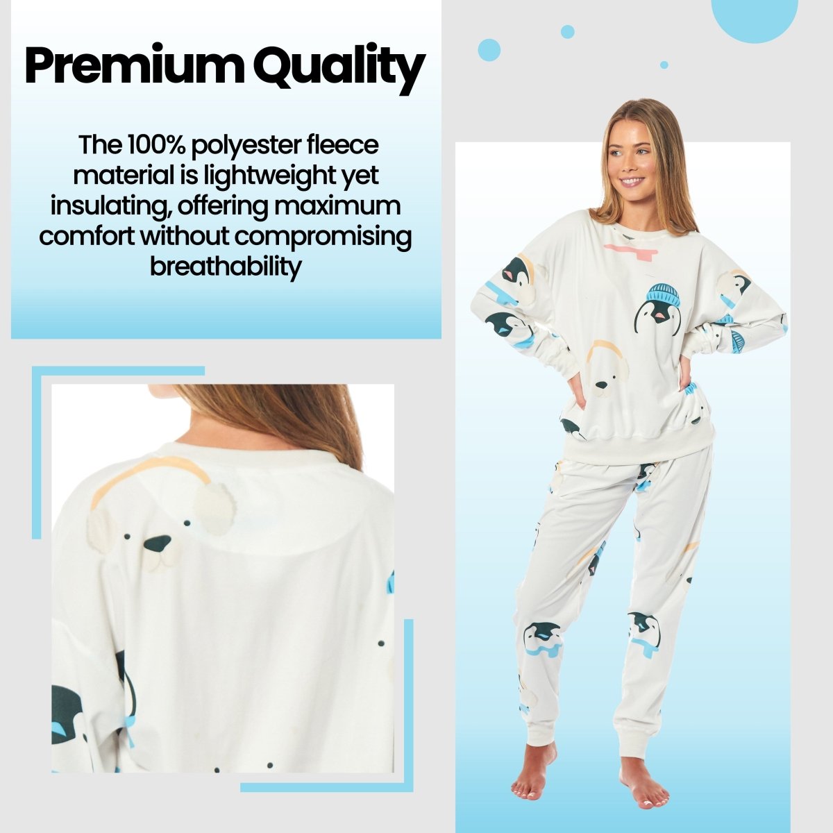 Women's Penguins & Polar Bears Soft Fleece Pyjama Set - Joe’s Haven