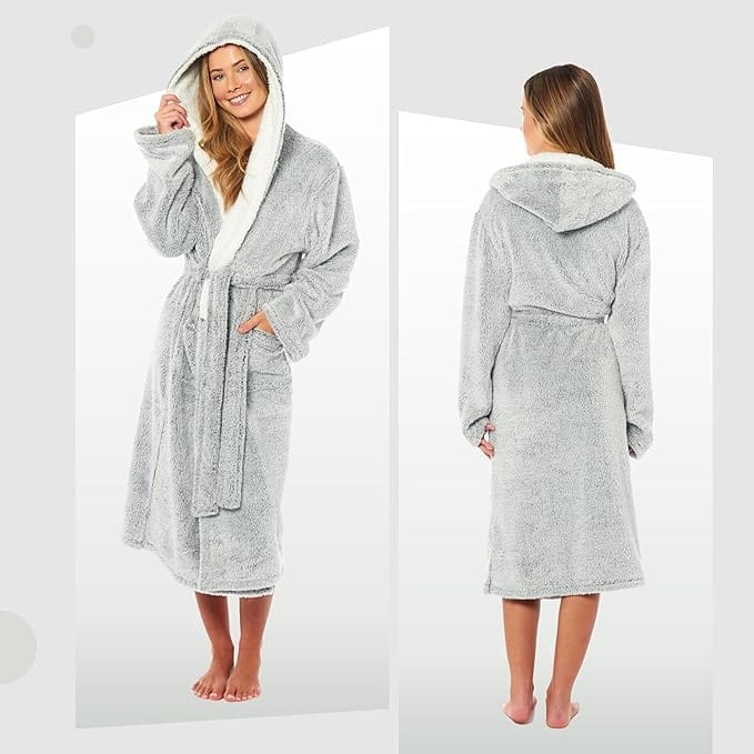 Women's Soft Plush Shimmer Fleece Hooded Bath Robe - Joe’s Haven
