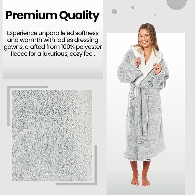 Women's Soft Plush Shimmer Fleece Hooded Bath Robe - Joe’s Haven