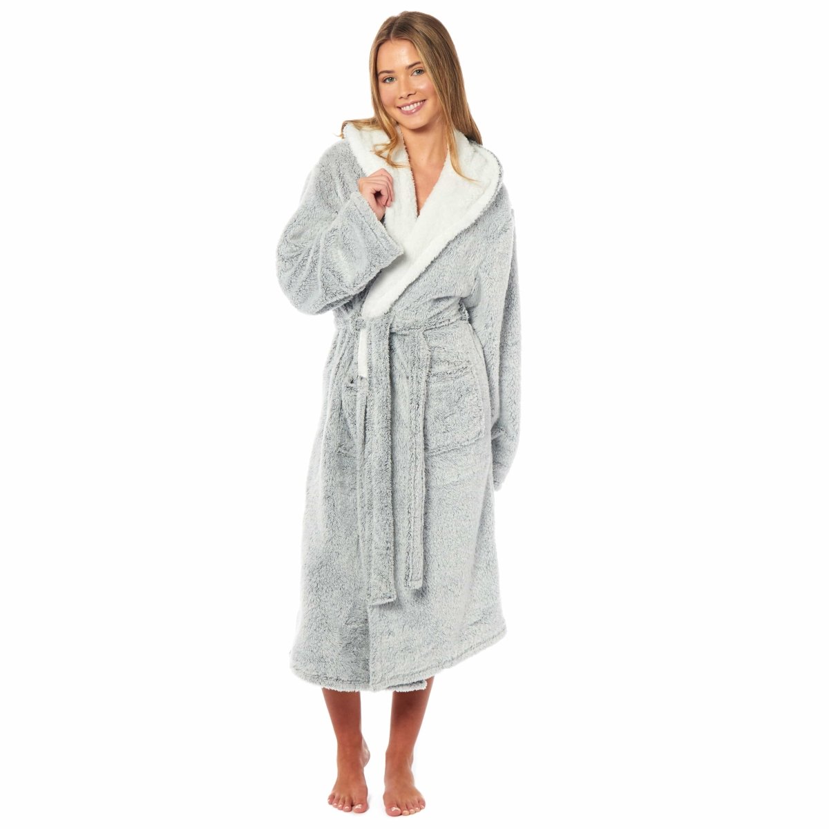 Women's Soft Plush Shimmer Fleece Hooded Bath Robe - Joe’s Haven
