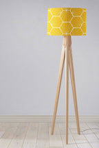 Yellow Lampshade with a White Hexagon Design, Ceiling, Table Lamp Shade - Joe’s Haven