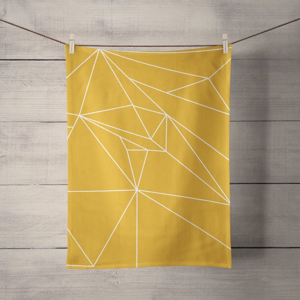 Yellow Tea Towel with a White Geometric Line Design, Dish Towel, Kitchen Towel - Joe’s Haven