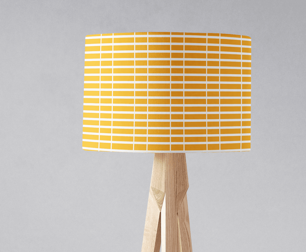 Yellow with White Geometric Stripes Lampshade, Ceiling or Table Lamp Shade - Joe’s Haven